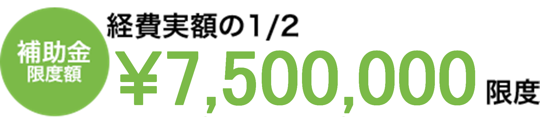 補助金限度額 経費実額の1/2 ￥7,500,000限度